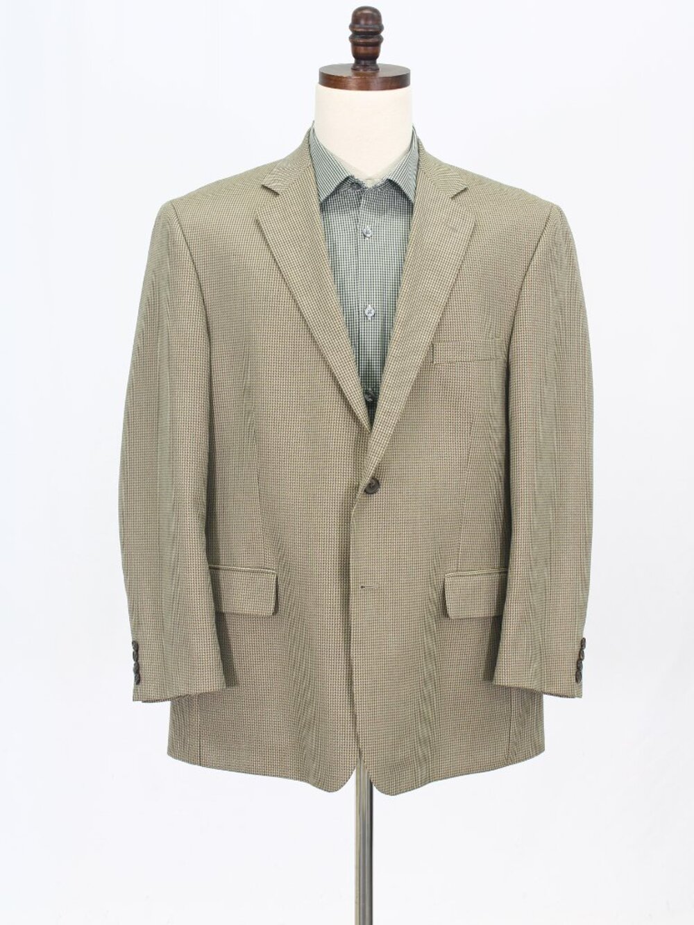 Stafford 44R Beige Blazer Sport Coat Jacket 2-Button Houndstooth M595